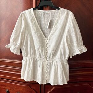 NWT | Madewell | Puff Sleeve White Peasant Blouse | Size S